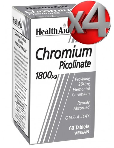 Pack 4 uds Cromo Picolinato 60Comp. Health Aid
