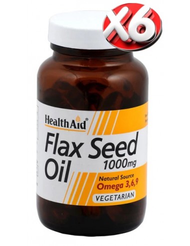 Pack 6 uds Aceite De Linaza Flaxseed Oil 60Cap. Health Aid