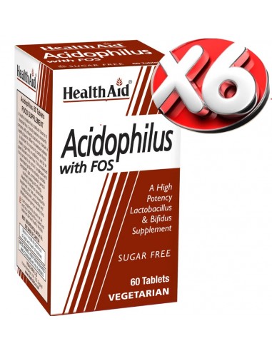 Pack de 6 uds Acidophilus con FOS  60 Comp de HealthAid