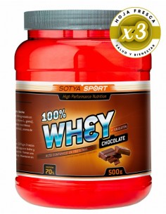Pack 3 uds 100% Whey Chocolate 500 G de Sotya