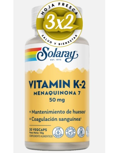 Pack 3x2 K2 Menaquinone7 30 Capsulas  de Solaray