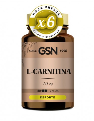 Pack 6 uds L Carnitina Pura 80 Comprimidos de Gsn