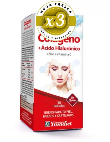 Pack 3 uds Colágeno + Ac.Hialuronico 30 Caps De Ynsadiet