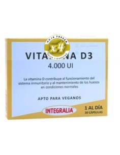 Pack 4 uds Vitamina D3 4000 Ui 30 Cápsulas De Integralia